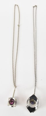 Lot 1456 - JORGAN JENSEN; a pewter necklace suspending a...