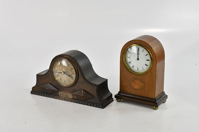 Lot 2499 - An Edwardian inlaid mahogany mantel clock,...