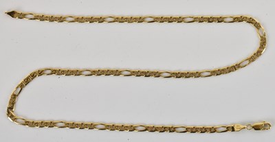 Lot 1359 - An 18ct gold flat figaro link necklace with...
