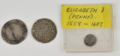 Lot 1603 - Two Elizabeth I sixpences, 1570 and 1584, also...