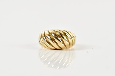 Lot 1443 - A 9ct yellow gold fluted dress ring, size H,...
