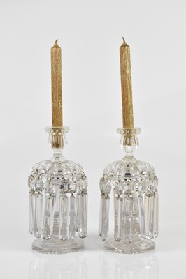 Lot 2833 - A pair of Victorian glass table lustres,...