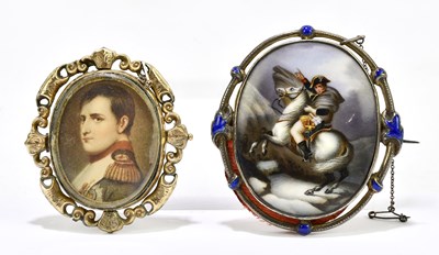 Lot 1439 - A white metal and blue enamel porcelain oval...