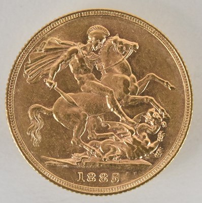 Lot 1575 - A Queen Victoria 1885 full sovereign, young...
