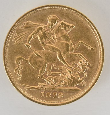 Lot 1576 - A Queen Victoria 1879 full sovereign, young...