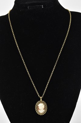 Lot 1445 - A 9ct gold belcher link necklace, with lobster...