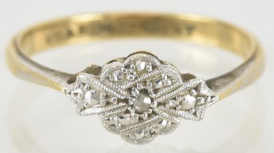 Lot 1516 - An Art Deco style platinum and 18ct gold ring,...