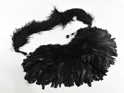 Lot 1939 - A vintage black rabbit fur collar, fringed...