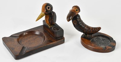 Lot 2535 - Two mid century oak novelty ashtrays modelled...