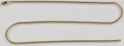 Lot 1470 - A 9ct gold box link necklace with lobster claw...