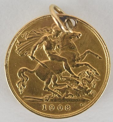 Lot 1592 - An Edward VII 1908 half sovereign, with...