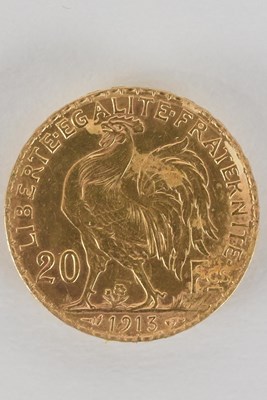Lot 1583 - A 1913 French twenty franc gold coin, approx 6....