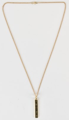 Lot 1383 - A 9ct gold ingot style pendant, length 4.5cm,...