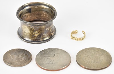 Lot 1323 - A hallmarked silver napkin ring, approx 9.7g,...