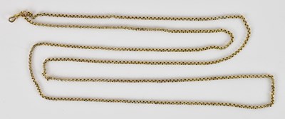 Lot 1380 - A 9ct gold belcher link muff chain, with...