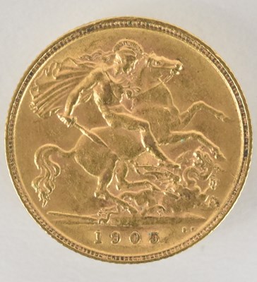 Lot 1596 - An Edward VII 1905 half sovereign.