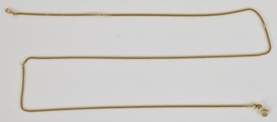 Lot 1393 - An 18ct gold dainty necklace, length 60cm,...