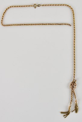 Lot 1436 - A 9ct gold rope twist necklace, with double...