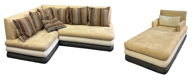 Lot 47 - A modern cream upholstered L-shaped sofa, 200...