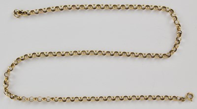 Lot 1385 - A 9ct gold belcher link necklace with ring...