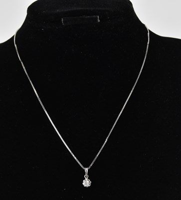 Lot 1417 - An 18ct white gold necklace with ring clasp,...