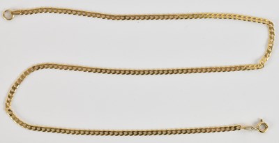 Lot 1434 - A 9ct yellow gold flat link necklace, length...