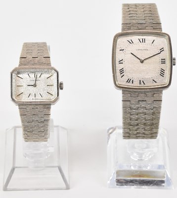 Lot 1650 - LONGINES; a pair of hallmarked 925 silver...