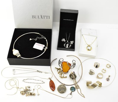 Lot 1490 - A group of mostly silver jewellery including...