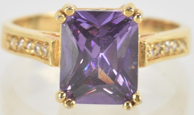 Lot 1433 - A 14ct gold dress ring, with large cushion cut...
