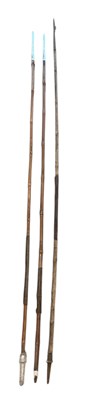 Lot 386 - Three bamboo handled jousting poles (one...