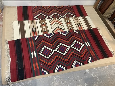 Lot 2471 - Two similar Kilim style rugs, worked with a...