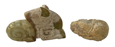 Lot 1209 - A Chinese carved green hardstone figure of a...