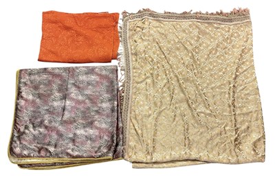 Lot 479 - An antique silk fringed bed spread, decorated...