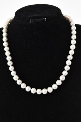 Lot 1451 - A single strand cultured pearl necklace, with...