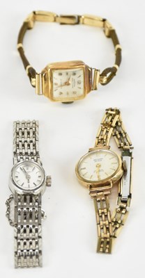Lot 1657 - An 18ct yellow gold lady's watch head, on gold...