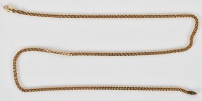 Lot 1379 - A 9ct gold flat curb necklace, with lobster...
