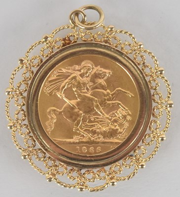 Lot 1360 - A Queen Elizabeth II 1966 full sovereign,...