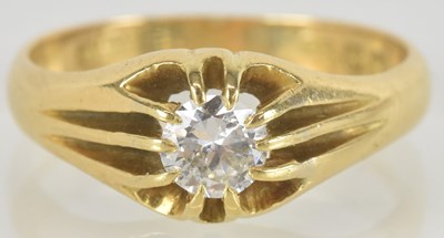 Lot 1361 - An 18ct gold signet ring, with single claw set...