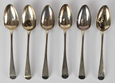 Lot 1267 - A set of six George III hallmarked silver...