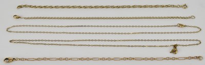 Lot 1422 - Three 9ct yellow gold necklace sections (all...
