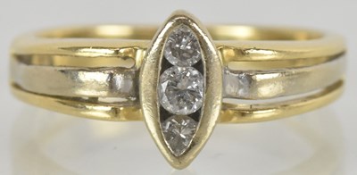 Lot 1423 - A 9ct gold diamond set bicolour ring, the...