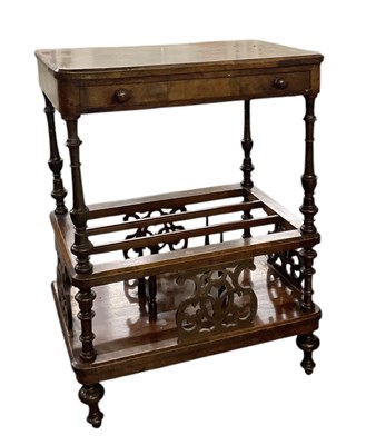 Lot 21 - A Victorian walnut single drawer Canterbury,...