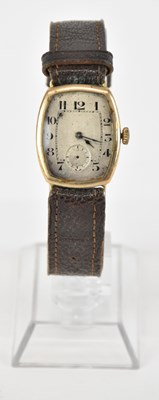 Lot 1690 - A gentleman's vintage 9ct gold tank style...