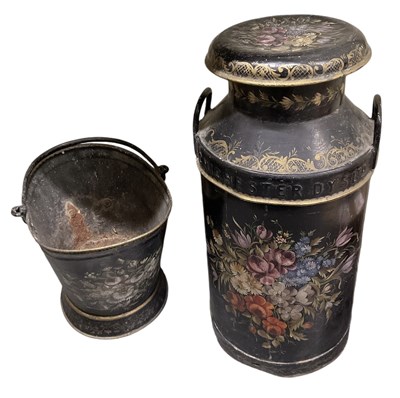 Lot 412 - A hand painted floral decorated twin handled...