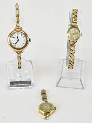 Lot 1664 - Three lady's 9ct gold watches, one example...