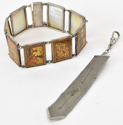 Lot 1499 - A Persian Qajar white metal bracelet, set with...