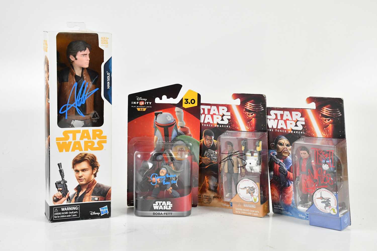 Lot 3 - STAR WARS; four signed Star Wars figures,...