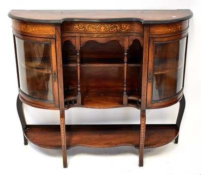 Lot 4 - A Victorian walnut inlaid bow-fronted...