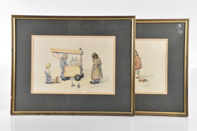 Lot 3036 - ALBIN TROWSKI; two watercolours, lady walking...