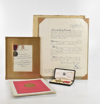 Lot 353 - An Elizabeth II OBE and a Coronation medal,...